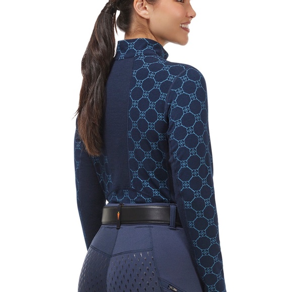 Kerrits Activewear Stable Temp Merino Wool Quarter Zip Top Size SBLACK BIT LINKS - Picture 3 of 11